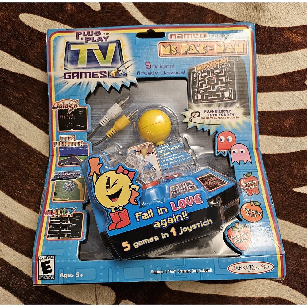 MINT 2004 Jakks Pacific Namco Ms. Pac-Man Plug & Play 5-in-1 TV Games SEALED NEW